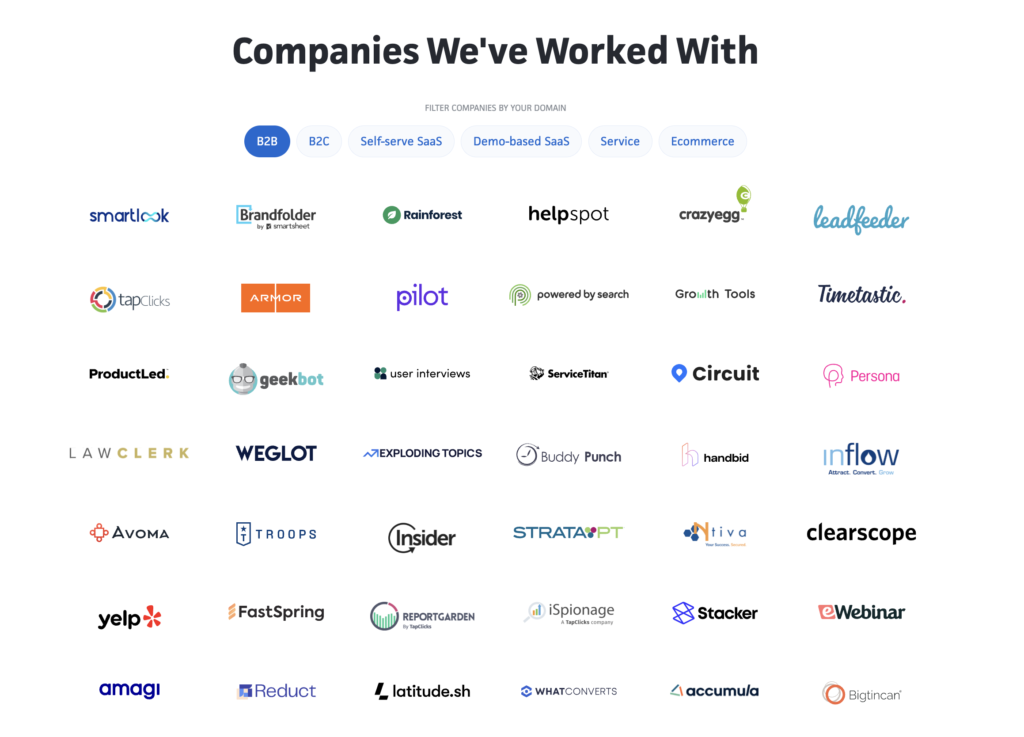 Grow and convert's client list